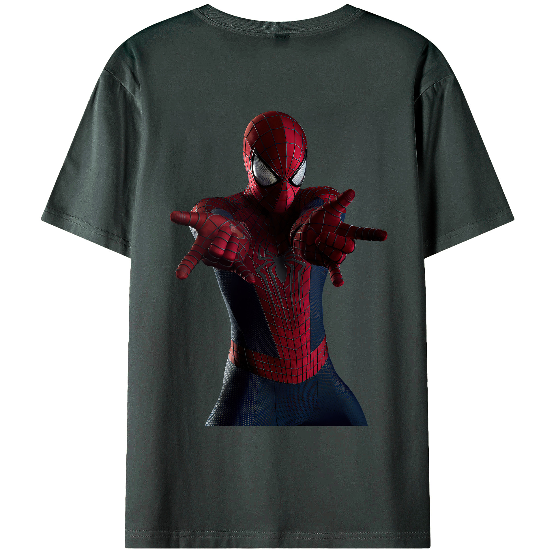 （画像用） Spider Man スパイダーマン 綿100％ メンズ半袖Tシャツ（バックプリント） 通気性